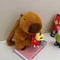 Brown Capybara plush backpack featuring a cute French fries charm and adjustable straps - 35cm / French Fries Capybara