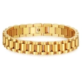 Polished gold stainless steel watch band link bracelet for men and women - 18cm / Gold