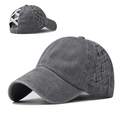Gorra de béisbol de algodón lavado gris oscuro con diseño elástico cruzado para coleta - Ajustable / Coleta Cruzada Azul Marino Engrosada