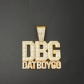 Gouden hiphopketting met ijskoude DBG DATBOYGO letterhangers in glanzend goudkleur - Losse Hanger