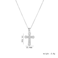 Silver cross necklace with white cubic zirconia inlay weighing 5.8g and measuring 34.2mm - Silver Diamond Studded Cross (1586)