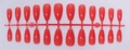 Top view of 24 pieces of glossy red almond press-on nails arranged on a plastic rack - Glossy Bright Red (SD-10)
