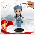 Figurine de soldat mignonne en résine avec uniforme bleu et chapeau à étoile rouge sur fond - Ornement Style A Sac à Dos