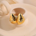 Gold-plated titanium steel teardrop earrings with embossed eye motif and white zircon stone - Gold Eye