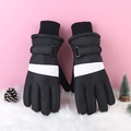 Guantes térmicos de esquí impermeables en blanco y negro con pantalla táctil y velcro - Talla única / Negro de Mujer