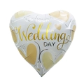 White heart-shaped wedding foil balloon featuring golden On Your Wedding Day calligraphy - 18 Inch On Your Wedding Day F3258