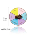 Adjustable emotional mood wheel enamel pin with rotating gold arrow and colorful sectors - Emotion Turntable (X00380-04)