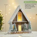 Maison de Noël en bois lumineuse avec sapins, décor de village de 41,5x33x18cm - B8559 Maison en Bois
