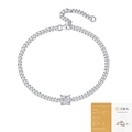Bracciale cubano in argento 925 con Moissanite taglio princess e certificato GRA di garanzia - L13115 Quadrato 1ct (con certificato GRA) / Argento 925 (16+5cm)
