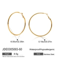 Golden stainless steel hoop earrings 6.0cm diameter with waterproof and hypoallergenic finish - 60mm / Gold