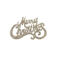 Decorazione festiva per albero con scritta Merry Christmas in glitter dorato - 15cm x 9cm / Champagne
