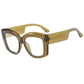Montatura per occhiali quadrata oversize verde oliva traslucido con aste larghe vintage - Montatura Verde Oliva Anti Luce Blu