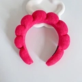 Plush rose red cloud sponge headband with soft bubble texture and towel fabric finish - Rose Red