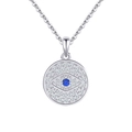 Silver Evil Eye pendant necklace featuring a deep blue gemstone with white zircon accents - 925 Silver / Silver