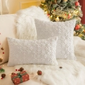 White knitted Christmas throw pillows with 3D snowflake patterns for holiday home decor - 30*50cm Without Core / Snow Wash Gray