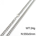 Silberne Panzerkette aus Edelstahl für Damen und Herren, Größe 550x5mm, 24g Gewicht - 5mm*550mm(KN233048-ZZ)