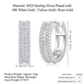 S925 silver double row moissanite earrings with 18k white gold plating and sizing - Rectangular/E13185
