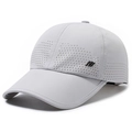 Light grey quick-dry sports baseball cap with laser-cut vents and side wave logo - Adjustable / Light Gray