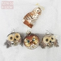 Christmas owl ornaments set in champagne gold and bronze with glitter and feathers - 8-12cm / Set 04 (4Pcs Owl Pendants)