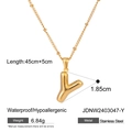 Golden stainless steel necklace with letter Y pendant including 45cm chain specifications - Letter Y
