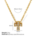 Elegante collana a croce in acciaio inossidabile dorato con strass e catena - Stile Croce (XL218) / Oro