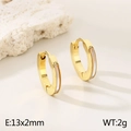 Pendientes de aro dorados de acero inoxidable con detalle de nácar blanco - Estilo de Concha Blanca Dorada / 13x2mm / Dorado (KE116530-GC)