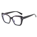 Square TR90 blue light blocking glasses with black and purple marble floral pattern - Glossy Black with Floral