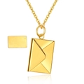 Gouden roestvrijstalen envelopketting met graveerbaar label en fijne O-ketting - Goud Blanco
