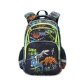 Deep blue dinosaur skeleton kids backpack with neon yellow trim and multi-layer pockets - Glow-in-the-Dark Dinosaur Backpack Only