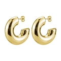 Minimalist thick C-shape hollow hoop earrings in polished gold finish for women - 5.0*20mm / Gold