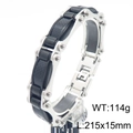 Mens heavy duty stainless steel chain bracelet with carbon fiber inlays 215mm - Black Style (KB186997-KFC)