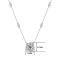925 silver cross necklace with moissanite square pendant in silver finish, 10mm size - 40cm+5cm / Square Cluster Style (N13030)