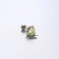 Orecchino a perno in titanio con artiglio di drago e zircone giallo-verde da 5mm - Stile artiglio di drago (A61-6) - Pezzo singolo / 5 mm / 1,0 Barra in acciaio al titanio con filettatura interna (lunghezza 6 mm) / Verde Mela