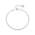 Silver double layered snake chain bracelet with heart pendant and lobster clasp - Silver 2mm Flat Snake Chain (PB247)