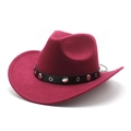 Detail of burgundy western cowboy hat with a studded black leather decorative band - M (56-58cm) / Burgundy