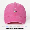 Pink washed cotton baseball cap with Silly duck embroidery and adjustable strap back - One Size / Rose Red