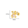 Golden bear stud earring with pink stone and zircons, size 0.75cm by 0.8cm - Pink Bear Style (4# Gold)