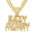 Collar con colgante Eazy Money chapado en oro con cadena cubana para hombre estilo hip hop - Collar con colgante EAZY MONEY / Dorado
