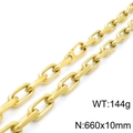 Golden titanium steel paperclip chain necklace for men with textured finish 660x10mm - Gold Necklace (KN118756-KFC)
