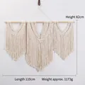 Bohemian macrame wall hanging in cream cotton rope with tassels, 110cm x 82cm size - Three-Eye Champion Decor