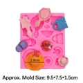 Pink silicone mold featuring miniature fashion accessory shapes like hats and bags - Style 2 (Comb/Mirror/Bag) / Pink