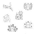 Water-soluble embroidery stabilizer with six different bohemian cat pattern line art designs - Pattern H