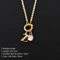 14K gold plated stainless steel letter Z necklace with sparkling cubic zirconia - Letter Z