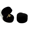 Elegant black heart-shaped flocked jewelry box for rings and earrings storage - Medium Heart Single Ring / Black
