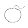Bracelet chaîne serpent en acier argenté orné de sept pierres de zircone rondes - Bracelet Chaîne Serpent Épaisse en Acier Argent Zircon Blanc