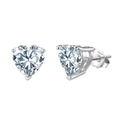 Elegante Ohrstecker mit Zirkonia-Herzschliff aus S925 Sterlingsilber mit Polierung - 5mm (0.5ct) / Silber