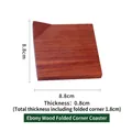 Square ebony wood drink coaster with folded edge 8.8cm size and natural wood grain finish - Ebony Folded Corner Coaster