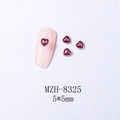 Detail of red heart nail art charms with silver metal frame and size 5x5mm specifications - 8325 Silver Border Red Heart (5*5mm)