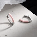 Orecchini a cerchio in argento S925 con smalto rosa e pavé di cristalli lucidi - Rosa