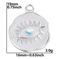 Colgante Ojo Turco de plata en acero con circonita azul y medidas de 19x16mm detalladas - Colgante Tono Plateado (Sin Cadena)